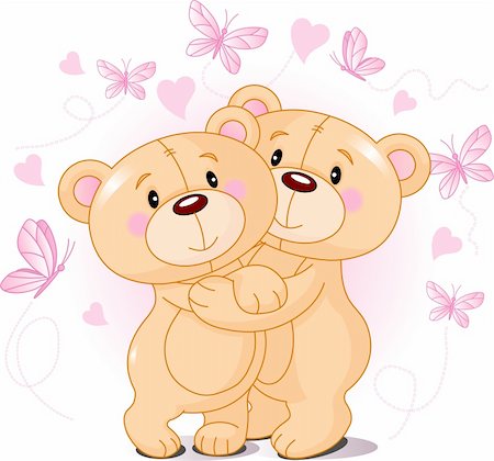 people animal cuddle - Two cute Teddy bears in love Stock Photo - Budget Royalty-Free & Subscription, Code: 400-04271446
