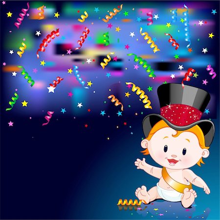 falling christmas confetti - Celebrations! Illustration of New Year Baby and streaming party confetti Stock Photo - Budget Royalty-Free & Subscription, Code: 400-04271448