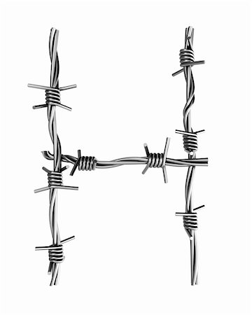 simsearch:400-04271581,k - Letter H made from barbed wire Photographie de stock - Aubaine LD & Abonnement, Code: 400-04271579