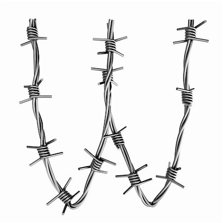 simsearch:400-04780024,k - Letter W made from barbed wire Photographie de stock - Aubaine LD & Abonnement, Code: 400-04271606