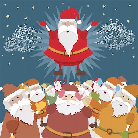 Santa Clause coming from heaven Stock Photo - Budget Royalty-Free & Subscription, Code: 400-04271743