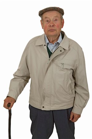 simsearch:400-04218004,k - An elderly man walking stick isolated on white. Foto de stock - Super Valor sin royalties y Suscripción, Código: 400-04271770