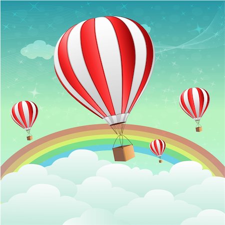 illustration of parachutes with rainbow Foto de stock - Super Valor sin royalties y Suscripción, Código: 400-04271821