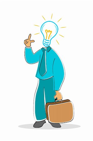 simsearch:400-04349341,k - illustration of businessman with electric bulb head on white background Photographie de stock - Aubaine LD & Abonnement, Code: 400-04271831