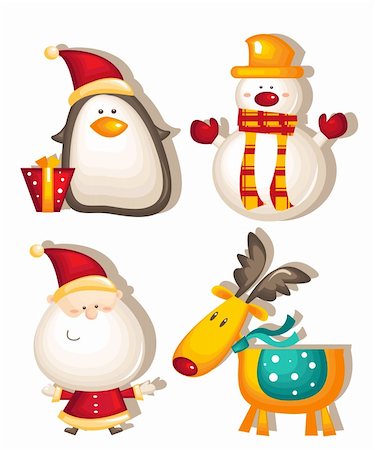 rudolf - santa claus snowman rudolf penguin vector illustration Fotografie stock - Microstock e Abbonamento, Codice: 400-04271897