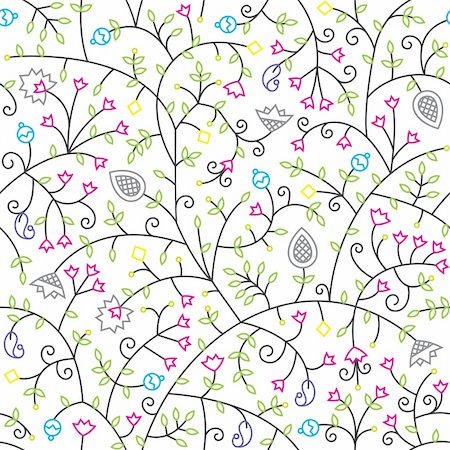 simsearch:400-06096999,k - Vintage floral seamless pattern on white background Stock Photo - Budget Royalty-Free & Subscription, Code: 400-04271938