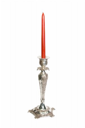 candlestick with red candle isolated on a white background Stock Photo - Budget Royalty-Free & Subscription, Code: 400-04271989