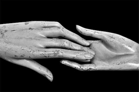 Weathered hands of plastic mannequin doll. Black and white. Stock Photo - Budget Royalty-Free & Subscription, Code: 400-04272105