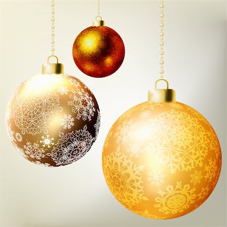 single christmas ball ornament - Golden Christmas balls template. EPS 8 vector file included Stock Photo - Budget Royalty-Free & Subscription, Code: 400-04272212
