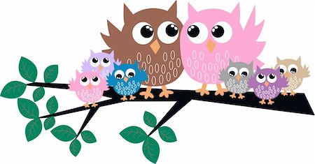 cute owl family Stock Photo - Budget Royalty-Free & Subscription, Code: 400-04272254