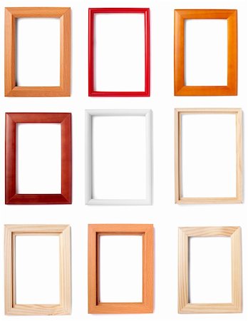 simsearch:400-06929566,k - collection of wooden frames on white background. each one is in full camera resolution Stock Photo - Budget Royalty-Free & Subscription, Code: 400-04272304