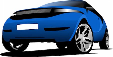speed sedan - Blue car on the road. Vector illustration Stock Photo - Budget Royalty-Free & Subscription, Code: 400-04272308