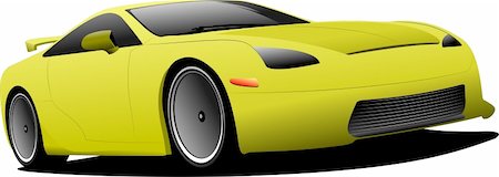 simsearch:400-05263050,k - Yellow car on the road. Vector illustration Photographie de stock - Aubaine LD & Abonnement, Code: 400-04272309