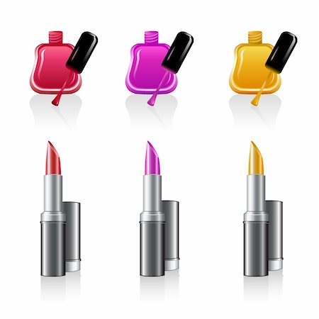 illustration of lipstick with nail polish on white background Stock Photo - Budget Royalty-Free & Subscription, Code: 400-04272466