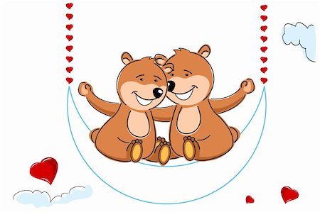 simsearch:400-04783578,k - illustration of loving teddy bears on white background Stockbilder - Microstock & Abonnement, Bildnummer: 400-04272492