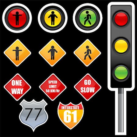 road signal icon - illustration of traffic signs Stock Photo - Budget Royalty-Free & Subscription, Code: 400-04272515