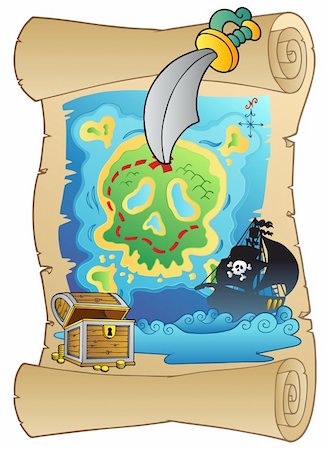 simsearch:400-04281224,k - Old scroll with pirate map - vector illustration. Stock Photo - Budget Royalty-Free & Subscription, Code: 400-04272664
