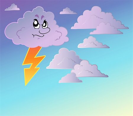 simsearch:400-04272687,k - Stormy sky with cartoon clouds - vector illustration. Stockbilder - Microstock & Abonnement, Bildnummer: 400-04272687