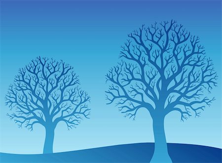 simsearch:400-04267385,k - Two blue trees - vector illustration. Stockbilder - Microstock & Abonnement, Bildnummer: 400-04272696