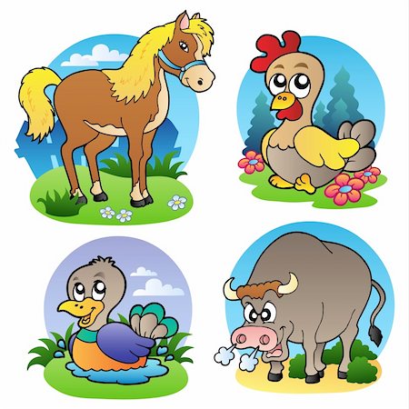 simsearch:400-06525548,k - Various farm animals 2 - vector illustration. Foto de stock - Super Valor sin royalties y Suscripción, Código: 400-04272717