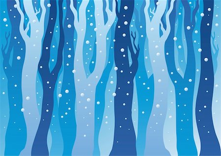 Winter forest with snow - vector illustration. Foto de stock - Super Valor sin royalties y Suscripción, Código: 400-04272727