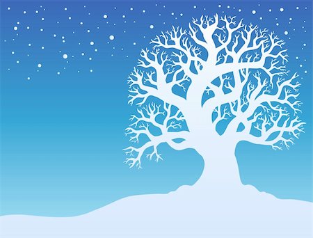 simsearch:400-04407783,k - Winter tree with snow 2 - vector illustration. Stock Photo - Budget Royalty-Free & Subscription, Code: 400-04272734