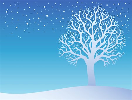 Winter tree with snow 3 - vector illustration. Foto de stock - Super Valor sin royalties y Suscripción, Código: 400-04272735