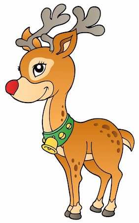 simsearch:400-04235699,k - Young Christmas reindeer 2 - vector illustration. Foto de stock - Royalty-Free Super Valor e Assinatura, Número: 400-04272737