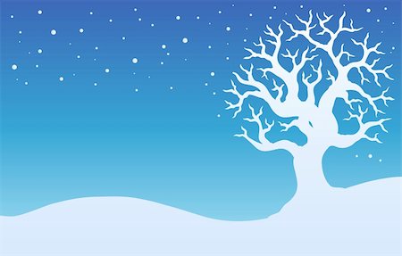 Winter tree with snow 1 - vector illustration. Foto de stock - Super Valor sin royalties y Suscripción, Código: 400-04272733
