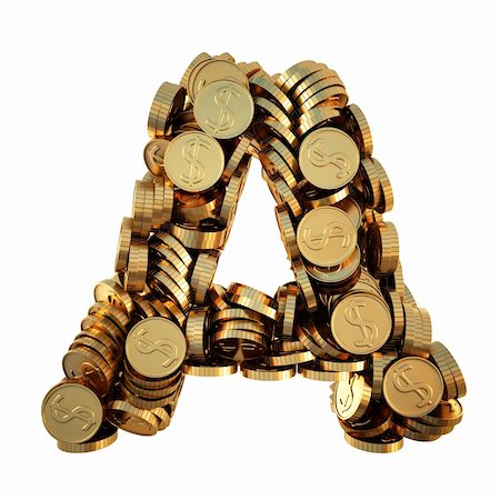 simsearch:400-04272799,k - alphabet from the golden coins. isolated on white. including clipping path. Stock Photo - Budget Royalty-Free & Subscription, Code: 400-04272784