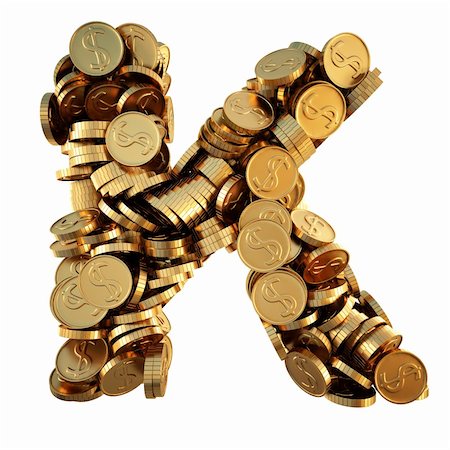 simsearch:400-04272786,k - alphabet from the golden coins. isolated on white. including clipping path. Stock Photo - Budget Royalty-Free & Subscription, Code: 400-04272794