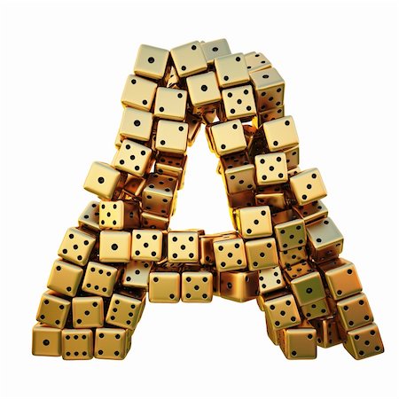 symbols dice - letter from the golden dice. isolated on white. including clipping path. Photographie de stock - Aubaine LD & Abonnement, Code: 400-04272824
