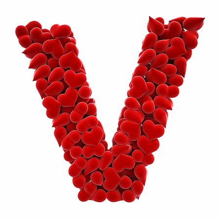 a lot of hearts of velvet in the form of letters. with clipping path. Photographie de stock - Aubaine LD & Abonnement, Code: 400-04272866