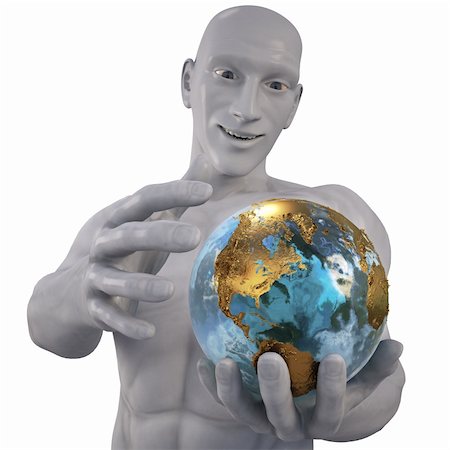 man holding a globe. with clipping path. Stock Photo - Budget Royalty-Free & Subscription, Code: 400-04272915