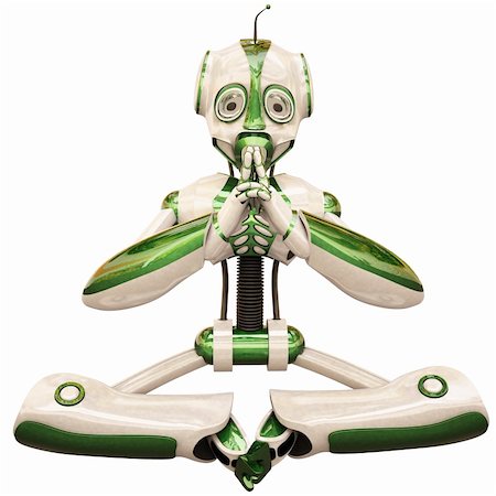 simsearch:400-08652593,k - meditator robot. isolated on white. Photographie de stock - Aubaine LD & Abonnement, Code: 400-04273029