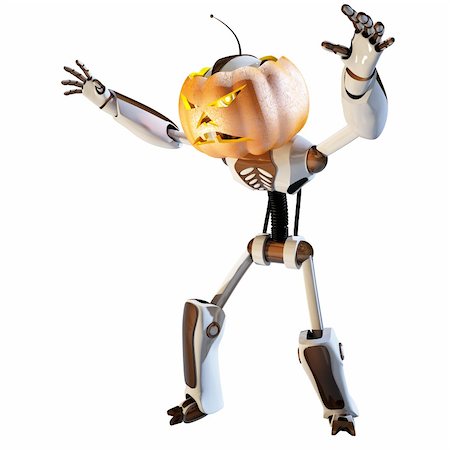simsearch:400-07774937,k - scary robot with a pumpkin on his head. with clipping path. Stock Photo - Budget Royalty-Free & Subscription, Code: 400-04273034