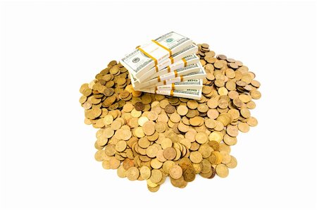 simsearch:400-05140548,k - Dollars and coins isolated on the white background Stock Photo - Budget Royalty-Free & Subscription, Code: 400-04273144