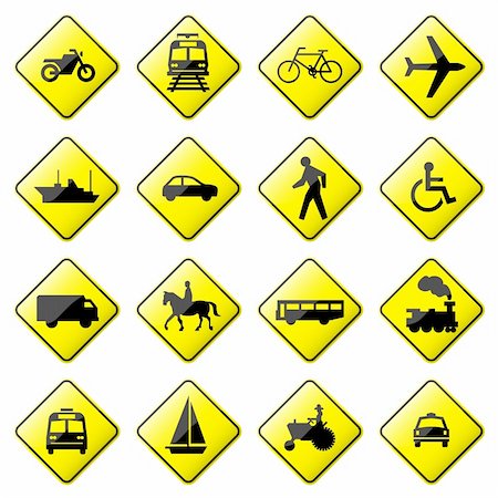 Set 4 of 8 glossy road sign. Stock Photo - Budget Royalty-Free & Subscription, Code: 400-04273226