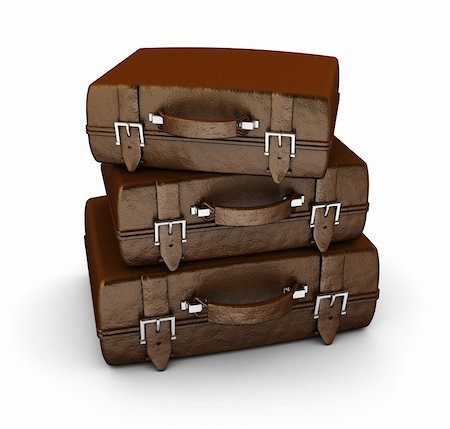 simsearch:649-08564128,k - 3d illustration of three brown leather cases over white background Stockbilder - Microstock & Abonnement, Bildnummer: 400-04273249