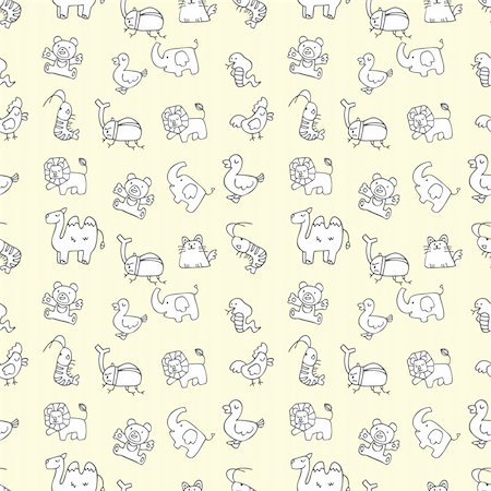 dinosaur cartoon background - seamless cute animals pattern,vector illustration Stock Photo - Budget Royalty-Free & Subscription, Code: 400-04273336