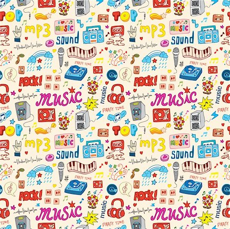 cute music icon seamless pattern Foto de stock - Super Valor sin royalties y Suscripción, Código: 400-04273354