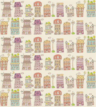 simple background designs to draw - house seamless pattern,vector illustration Stock Photo - Budget Royalty-Free & Subscription, Code: 400-04273371