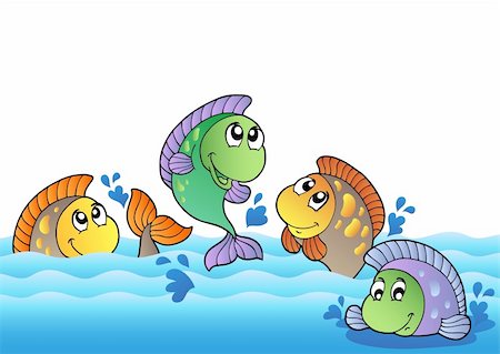 simsearch:400-04272710,k - Cute freshwater fishes in river - vector illustration. Foto de stock - Super Valor sin royalties y Suscripción, Código: 400-04273405