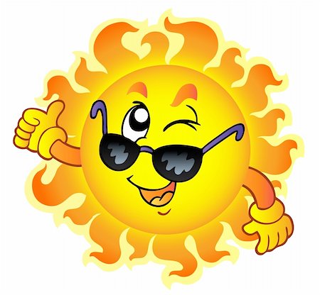 simsearch:400-06087743,k - Cartoon winking Sun with sunglasses - vector illustration. Foto de stock - Super Valor sin royalties y Suscripción, Código: 400-04273400