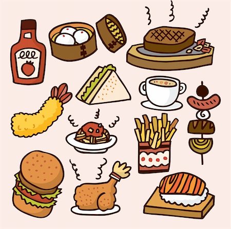 doughnut background - cute cartoon food Stock Photo - Budget Royalty-Free & Subscription, Code: 400-04273482