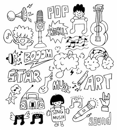 doodle drawing of book - hand draw music element Stock Photo - Budget Royalty-Free & Subscription, Code: 400-04273497