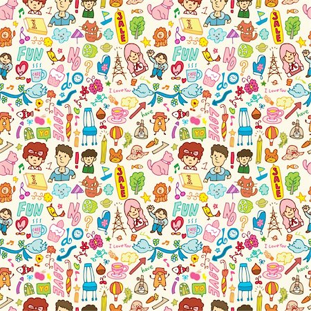 cute cartoon seamless pattern,vector illustration Foto de stock - Super Valor sin royalties y Suscripción, Código: 400-04273525