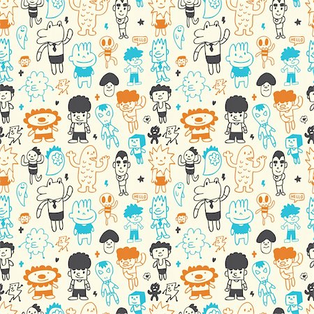 cute cartoon pattern seamless Foto de stock - Super Valor sin royalties y Suscripción, Código: 400-04273521