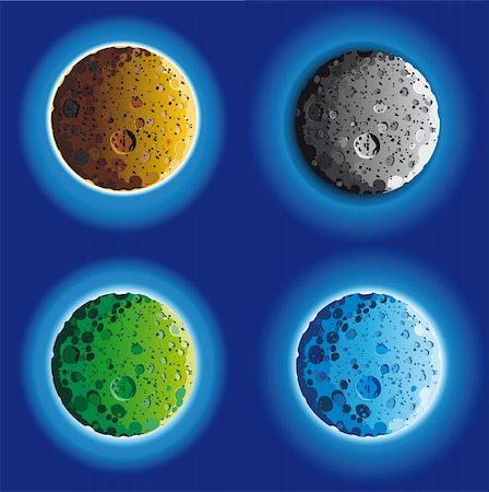 sharpner (artist) - four fool moon surface in different colors Stockbilder - Microstock & Abonnement, Bildnummer: 400-04273565