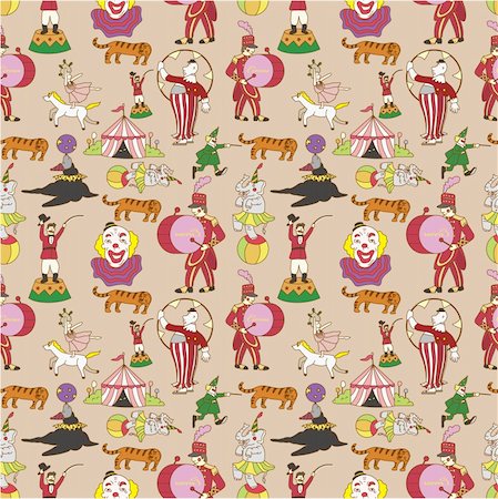 draw carnival animals - seamless circus pattern Stock Photo - Budget Royalty-Free & Subscription, Code: 400-04273596